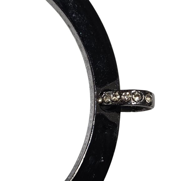 Elegant Black Circular Pendant Rhinestone Accent Jewelry Crafting Minimalist DIY - Picture 2 of 4